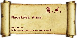 Macskási Anna névjegykártya